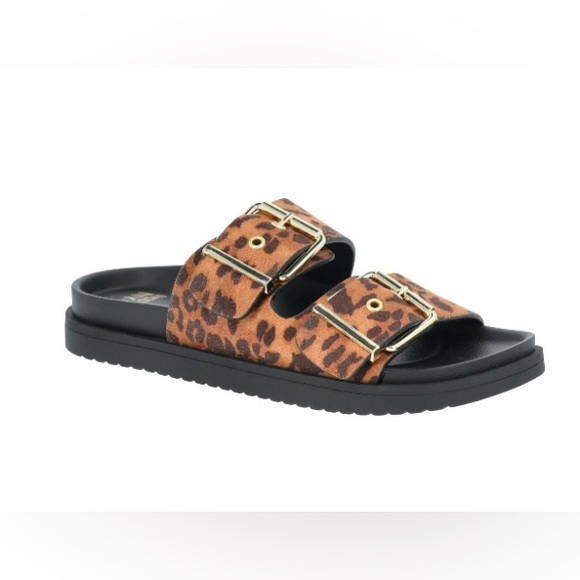 NWT NYC Leopard Print Sandals with Gold Buckles size10 - Picture 1 of 10